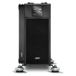 APC SRT6KRMXLIM 6000VA Marine UPS showing LCD control panel, perforated mesh bezel, and stabilization feet.