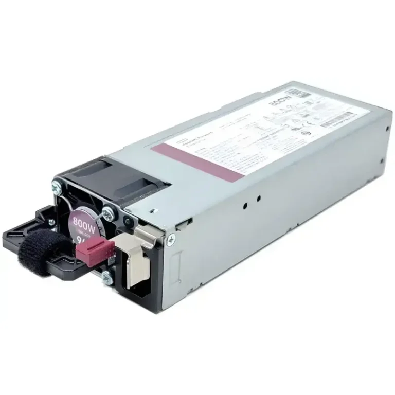 HPE 800W Flex Slot Platinum PSU P38995-B21 showing 800W cooling fan, burgundy release latch, and top spec sticker.