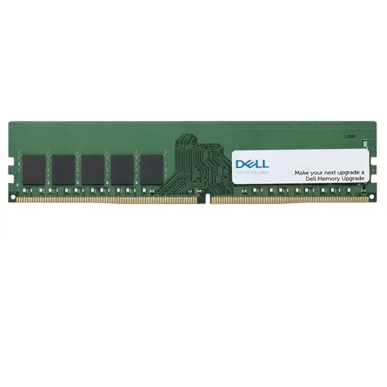 Dell 16GB DDR4 3200MHz ECC server RAM module showing green printed circuit board, black memory chips, and Dell label.