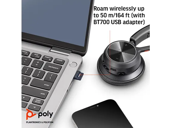 Poly Voyager 4310 USB-A Wireless Headset | BT700 Adapter | 24-Hour Talk Time | Acoustic Fence Noise-Cancelling Mic | UC Optimized | SKU 76U48AA - Image 3