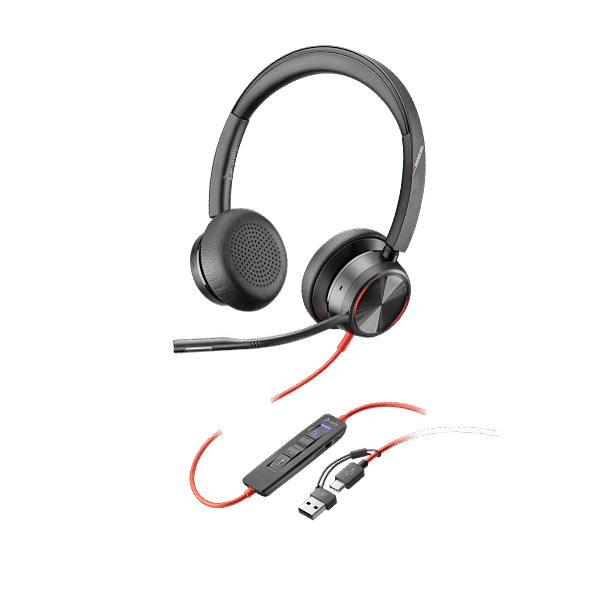 Poly Blackwire 8225 Microsoft Teams Certified USB-C Headset | Hybrid ANC | Acoustic Fence Mic | Inline Controls | Teams Button | SKU 772K5AA