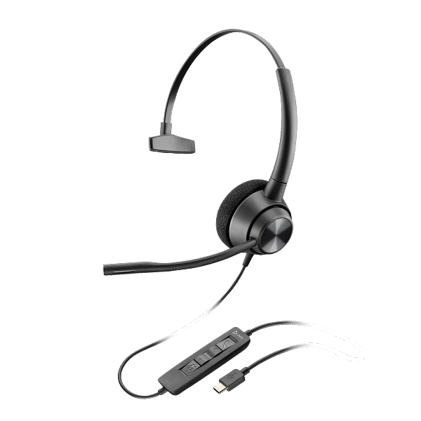 Poly EncorePro 310 USB-C Headset | Noise-Cancelling Mono | Inline Controls | SoundGuard Digital | TAA Compliant | SKU 760Q8AA