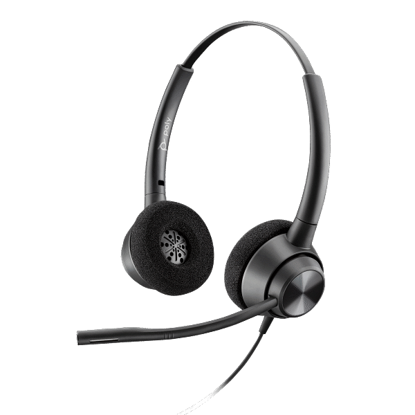 Poly EncorePro 320 Binaural Headset with Quick Disconnect (QD) | Noise-Cancelling Mic | SoundGuard Acoustic Protection | TAA Compliant | SKU 77T26AA