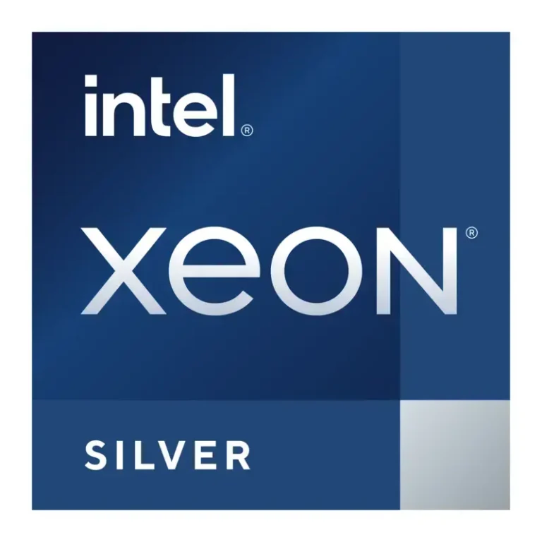 View of LOGO of Intel Xeon Silver Processors