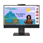 Lenovo ThinkVision T24D-4v Monitor 64B7UAT1UK showing micro-border display, top 5MP webcam, and sturdy black stand.