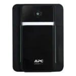 APC Back-UPS BX750MI-GR line-interactive tower UPS, front profile showing black faceplate with green side LEDs.