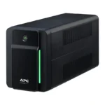 APC Back-UPS BX750MI-MS line-interactive tower UPS, angled profile with front green LED status strip and side vents.