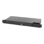 APC KVM 2G Analog 16-port KVM switch KVM0116A, front angled profile with port LEDs, a DB9 console port, and an RJ45 interface.