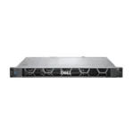 Dell PowerEdge R260 rack server front panel with security bezel, hot-plug drive bays, power button, and status LED.