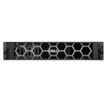 Dell PowerEdge R760xs rack server with honeycomb front bezel, central Dell logo, left drive bays, and right power button.