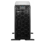 Dell PowerEdge T360 tower server front panel with a black geometric security bezel, Dell logo, and support feet.