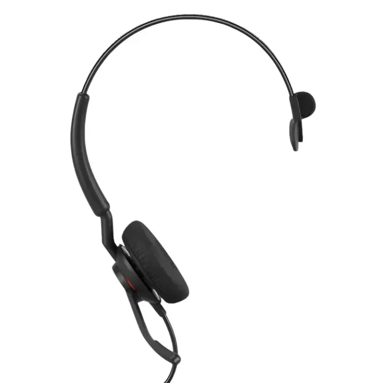 Jabra Engage 40 UC mono headset, with front profile of the single earpiece, upward headband curve, and temple t-bar pad.
