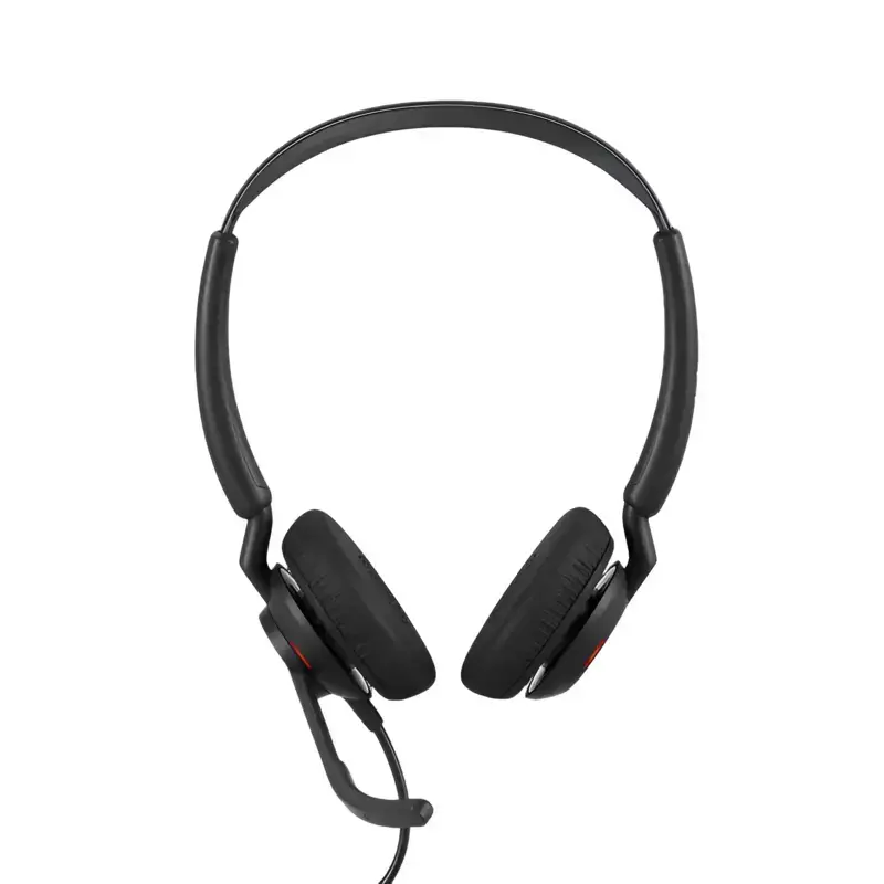 Jabra Engage 50 II MS stereo headset, with dual ear cushions, extended boom mic, red busy light, and padded headband. Jabra Engage 50 II MS stereo headset, with dual ear cushions, extended boom mic, red busy light, and padded headband.