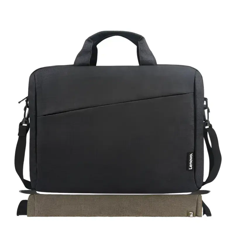 Lenovo Laptop Casual Toploader T210 black 15.6-inch briefcase bag with front zipper pocket handles and shoulder strap.