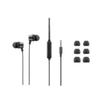Lenovo Analog In-Ear Headphones Gen II with inline microphone 3.5mm audio jack and three silicone ear tip pairs.