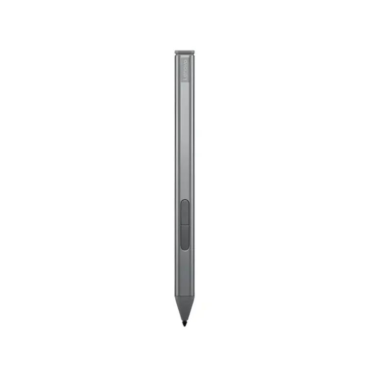 Lenovo Slim Pen 4X81P44052 rechargeable active stylus with elongated barrel dual side shortcut buttons and fine tip.