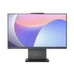 Lenovo ThinkCentre neo 50a 24 Gen 5 AIO PC with borderless display showing abstract wallpaper and wide liftable stand.