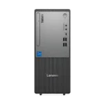 Lenovo ThinkCentre neo 50t Gen 5 tower PC front silver black panel with slim optical drive Intel Core i7 badge and USB I/O.