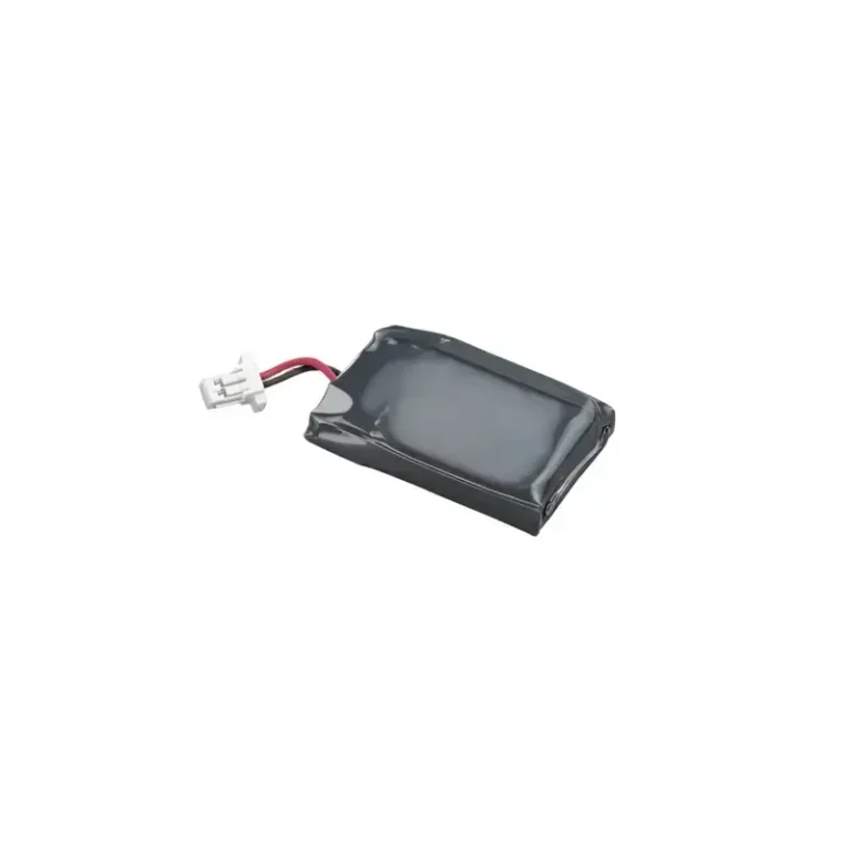 Poly CS540 enhanced wireless headset battery with grey shrink-wrap casing, red black leads, and white terminal plug.
