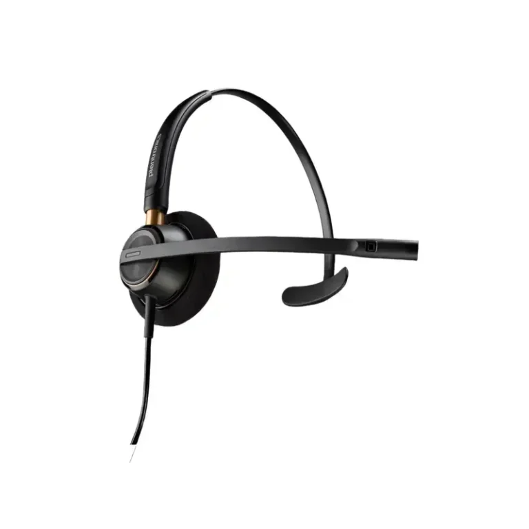 Poly EncorePro 510 QD monaural headset with single foam ear pad, curved temple T-bar support, and forward boom microphone.