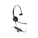Poly EncorePro 515 USB monaural headset with single foam ear pad, temple T-bar pad, and inline audio control capsule.