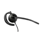 Poly EncorePro 530 QD monaural headset with contoured over-ear loop stabilizer, gold trim ring, and curved boom microphone.