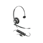 Poly EncorePro 715 USB-A monaural headset with single leatherette cushion, flat temple pad, slim boom mic, and inline control.