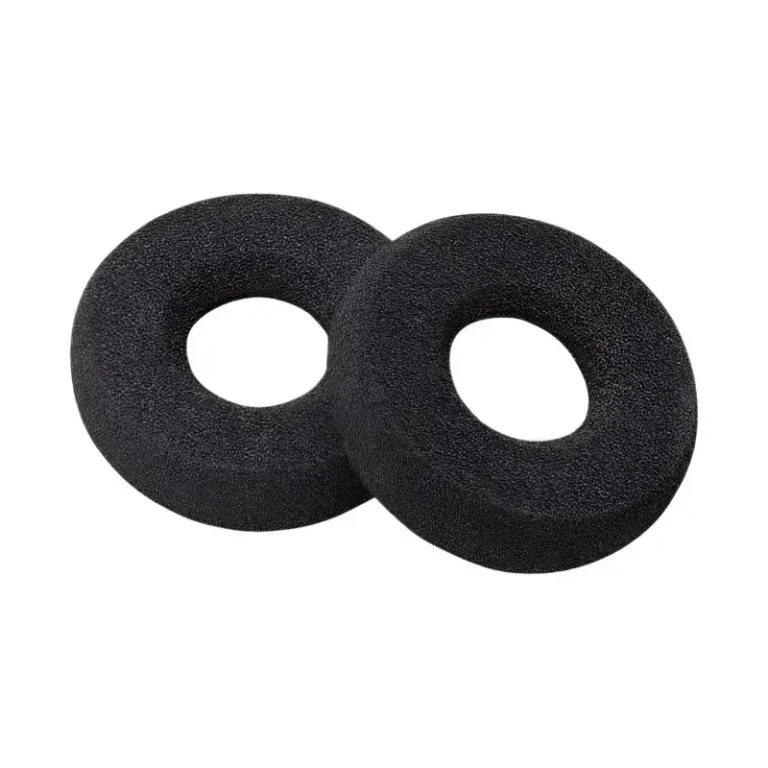 Poly Savi 7300 headset replacement ear cushions with porous black foam texture, round shape, and open center rings.