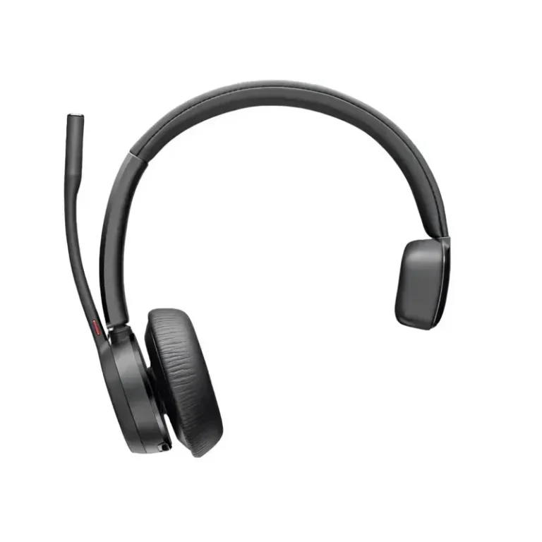 Poly Voyager 4310 M USB-A Teams headset with monaural leatherette ear cushion, padded headband, and upright boom mic.