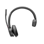 Poly Voyager 4310 UC USB-C headset with monaural leatherette ear cushion, padded headband, and upright boom mic.