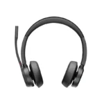Poly Voyager 4320 M Teams USB-C headset with dual leatherette ear cushions, padded headband, and upright boom mic.