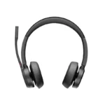 Poly Voyager 4320 wireless stereo headset, with front profile of dual faux-leather earpads and an upright boom mic.