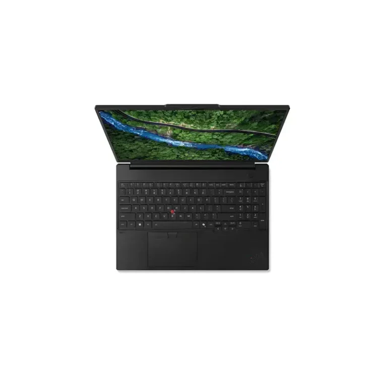 Lenovo ThinkPad P16s Workstation featuring a top view of the full numeric keyboard layout, red TrackPoint, and touchpad.